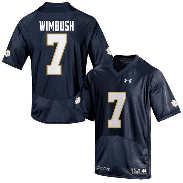 Men's NCAA Notre Dame Fighting Irish #7 Brandon Wimbush Stitched College Under Armour Authentic Navy Blue Football Jersey LT10I36UT